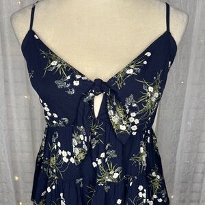 Miami Dark Blue Floral Camisole with Tie Detail